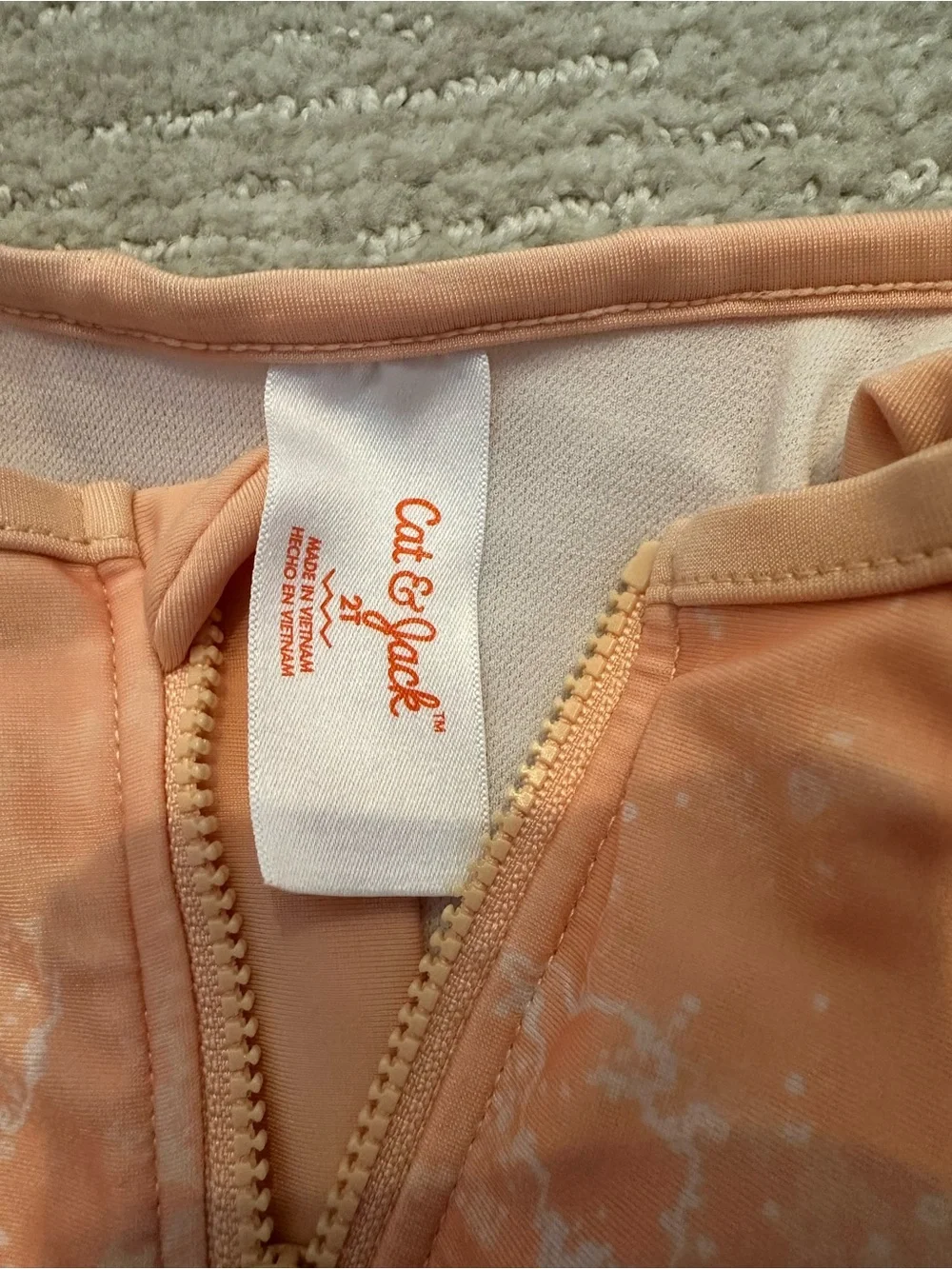 Cat & Jack Peach to Coral Ombre Girls' One-Piece Swimsuit with Front Zip
